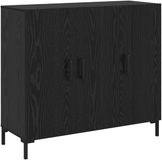 vidaXL Dressoir Zwart Eiken 90 x 34 x 80 cm Bewerkt Hout