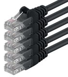 Merkloos UTP kabel Cat6 - 3,0 m - Zwart - 5 stuks - Netwerkkabel - Patchkabel voor LAN en Ethernet