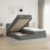 vidaXL Ottoman bed met matras en hoofdeinde, 2 stuks, donkergrijs, gestoffeerd