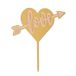 dekora - Cake Topper Van Hart Love - Decoratie Voor Taarten Geschikt Voor Voedselcontact - Plastic Topping Om Taarten Of Gebak Te Versieren - Goud En Roze - Afmetingen 13 x 11 Cm