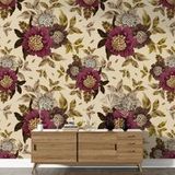 Papier peint à motif XL - Motif floral - 10 lés de 65x260 cm - Surface L 650 x H 260 cm