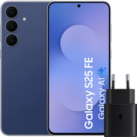 Samsung Galaxy S25 FE 128GB Donkerblauw 5G + Samsung Oplader 25 Watt Zwart