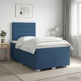 vidaXL Boxspringbed met matras Blauw 120 x 190 cm Stof