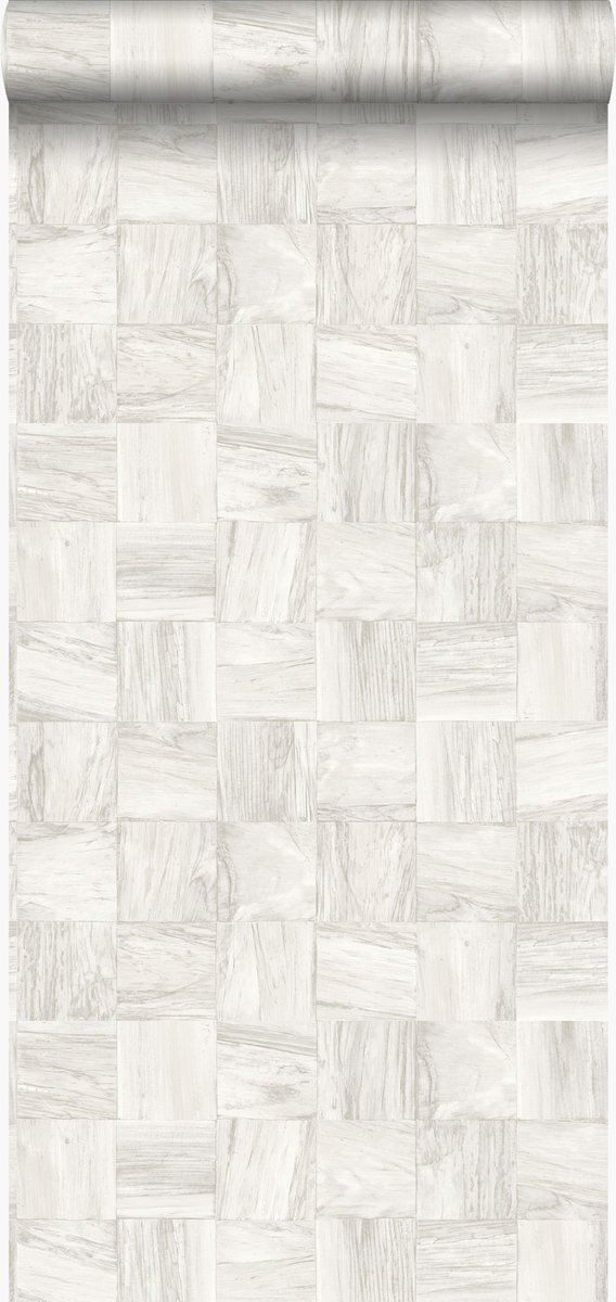 Origin Wallcoverings eco texture vlies behang sloophout motief roomwit - 347515 - 53 cm x 10,05 m