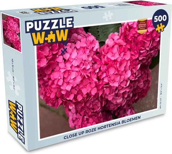 MuchoWow Puzzel Close up roze hortensia bloemen - Legpuzzel - Puzzel 500 stukjes