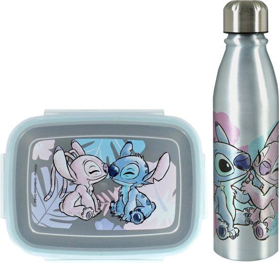 4KidsOnly Undercover Gmbh Lilo & Stitch Lunchset - Aluminium Lunchbox - Aluminium Drinkfles