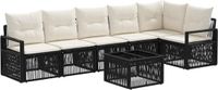 vidaXL Tuinbank Set 7-delig Zwart Polyrattan