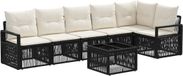 vidaXL Tuinbank Set 7-delig Zwart Polyrattan