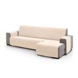 FAVERTI® Bankhoes voor chaise longue, hoekdeel rechts 240 cm (voor), model Pego, natuurlijk, chenille, extra zacht, hoogwaardige chaise bescherming, gemaakt in Spanje, van gerecycled materiaal