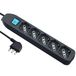 Electraline 62065 Spanningspunt met kabel, 1,5 m, 5 sokkels, universeel, zwart