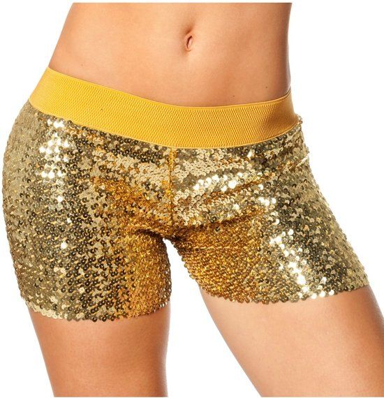 Feestbeest.nl Hotpants pailletten Goud