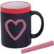 Merkloos / Sans marque Krijtbord koffie mok - 1x - rood - beschrijfbare beker - Koffiemok met eigen naam - Vaatwasser bestendig