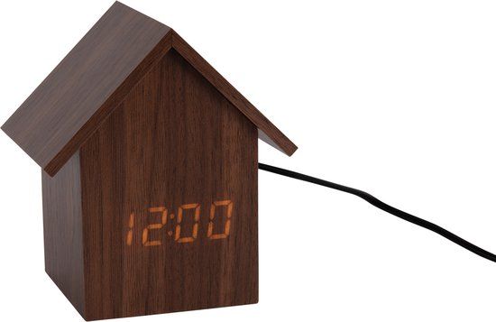 Karlsson House LED Alarm Clock - Dark Brown - Modern - MDF - Digital Display