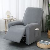 Merkloos Bankhoezen - Housse voor Elektrisch Inklapbaar Relaxfauteuil, Donkergrijs Jacquard Housse voor Relaxbank, Elastische Uitbreidbare 4-Delige Fauteuilhousse met Zakken