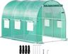 Serre tunnel, 10 x 7 x 7 pi Maison de plantes portable avec arceaux en acier galvanisé, 1 poutre supérieure, poteaux diagonaux, porte zippée et 6 fenêtres enroulables, vert