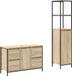 Sonoma Eiken en Zwart Meuble de salle de bain 2 pièces 36 x 35 x 165 cm