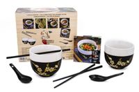 Ramens & Noodles Bar 2025: Coffret avec 2 bols à ramen, 2 paires de baguettes, 2 cuillères en céramique