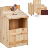 Relaxdays nestkast bouwpakket - half open - roodborstjes - kwikstaartjes - hangend - hout