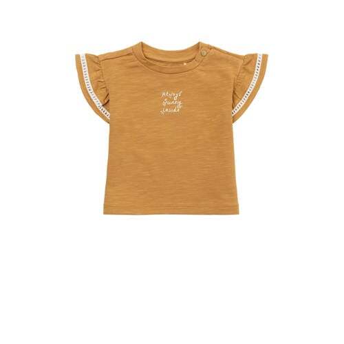 Noppies Noppies baby T-shirt met printopdruk en ruches camel