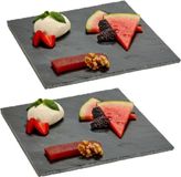 Arte r 2x stuks leisteen serveerplanken 25 x 25 cm