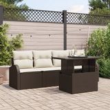 vidaXL Tuinbank - Set - 5 - st - Bruin - Poly - rattan