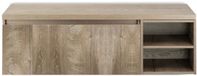 BES LED Frozen 3D Badmeubelset 140 cm - Greeplijst in Kleur - Wastafel Regaalkast met Bovenblad Grain Oak