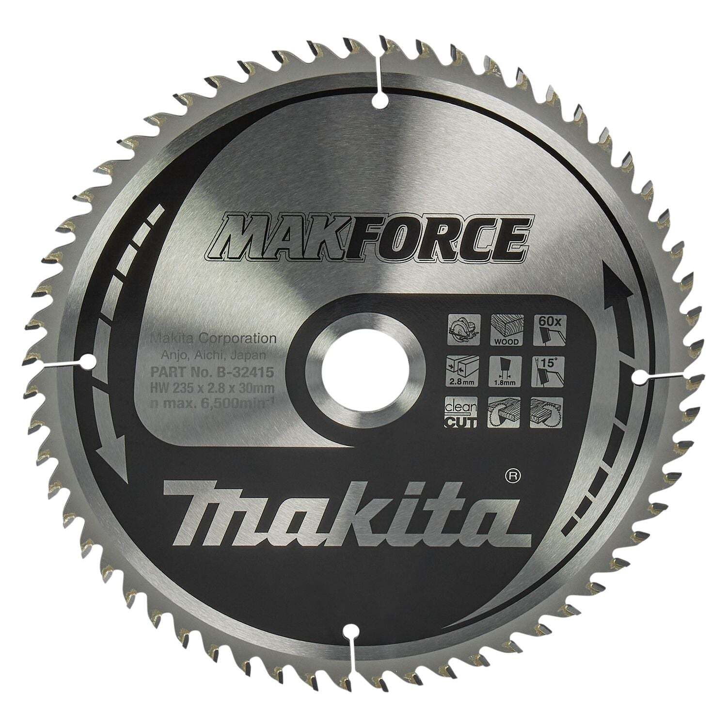 Makita B-32415 Cirkelzaagblad voor Hout | Makforce | Ø 235mm Asgat 30mm 60T