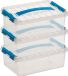 Sunware Q-Line Boîtes de rangement - 3 x 4 Litres - Transparent/Bleu