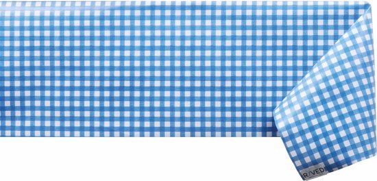 Raved Tafelzeil Boerenbont Ruit Blauw 140 x 250 cm - PVC - Afwasbaar