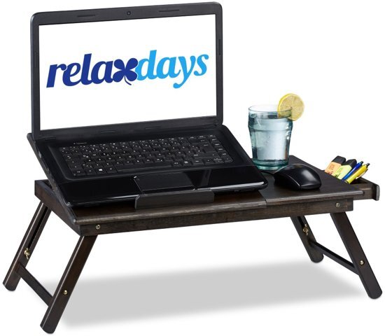 Relaxdays Laptoptafel bed / bank - Bamboe - 24 x 60 x 35 cm - Donkerbruin