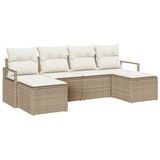 vidaXL - Bankstel - 6 - st - Beige - poly - rattan