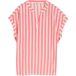 Tom Tailor - Losvallende blouse met V-hals - Maat 40 - pink white irregular stripe