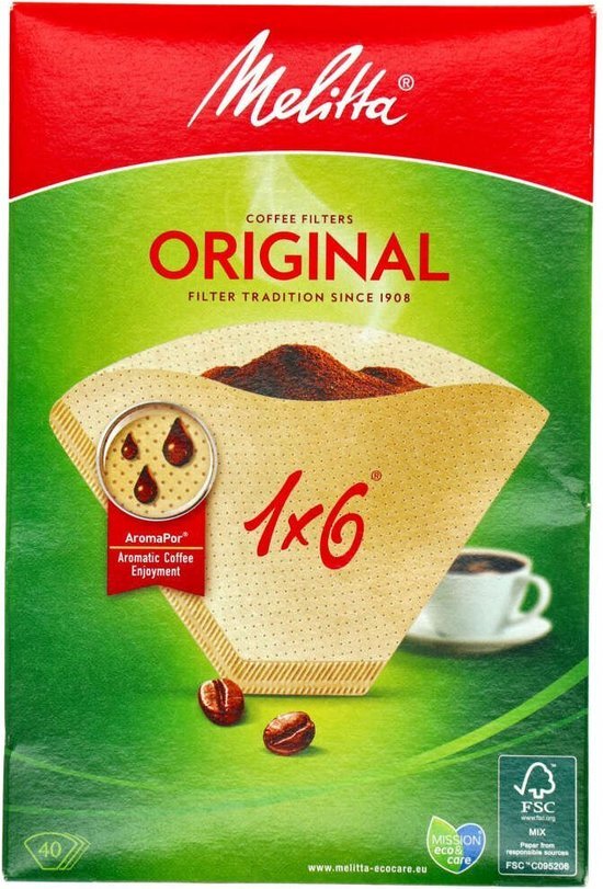 Melitta Filter koffiefilters 1x6 voor koffiezetapparaat 6626815