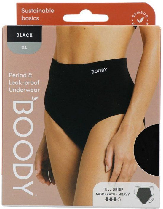 Boody Menstruatieondergoed Tailleslip Zwart Normaal/Hevig Maat XL