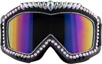 Funny Fashion Ski Bril - 18 x 10 x 7 cm - metallic - met strass steentjes - zilver - apres ski - carnaval