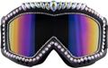 Funny Fashion Ski Bril - 18 x 10 x 7 cm - metallic - met strass steentjes - zilver - apres ski - carnaval