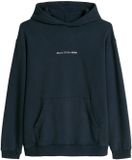 Marc O'Polo DENIM Sweater Hoodie, LSL Print, Relaxed Fit, Katoen, Donkerblauw, Maat L