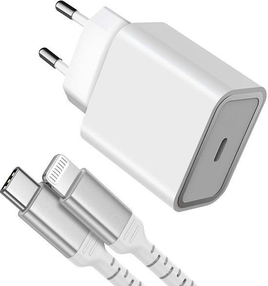 Bigben Connected Force Power Lite - Netspanningsadapter - met lightning-aansluiting en USB-C-kabel - 20 watt - PD (USB-C) - wit