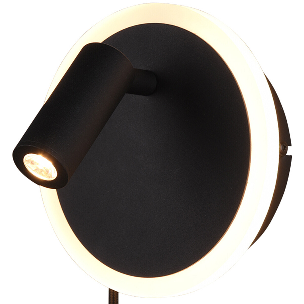 BES LED LED Wandlamp - Trion Jodan - 7W - Warm Wit 3000K - Rond - Mat Zwart - Aluminium