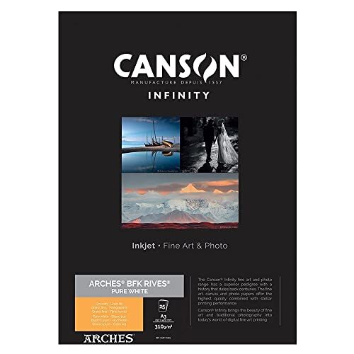 Canson Infinity BFK Rives fotopapier, A3, gestructureerd, zuiver wit, 25 vellen, 310 g