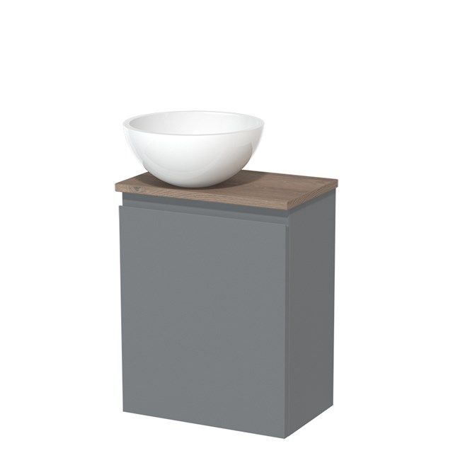 Maxaro Modulo Toiletmeubel 41cm - Middengrijs - Middenbruin Eiken