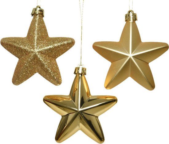 Decoris Sterren Kunststof 7.5cm Licht Goud - 6 Stuks