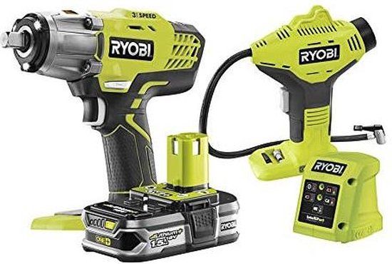 Ryobi R18IWPI-115G 18V ONE+ Combo Set – Slagmoersleutel & Compressor – Inclusief 1,5Ah Accu & Lader