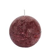 SPAAS Rustieke geurloze bolkaars 80 mm, ± 24 uur - wijnrood