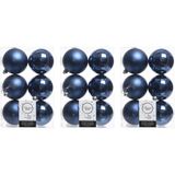 Merkloos Decoris Kerstballen - 18x st - donkerblauw - D8 cm - kunststof - mat/glans - kerstversiering