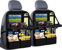 Markenlos Famanu – Auto-organizer - grote rugleuningbescherming - achterbank-organizer voor kinderen met klaptafel - multifunctionele waterdichte achterbank-organizer (zwart - 2 stuks)