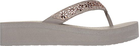 Skechers Vinyasa - Wild Daisies - Dames Teenslippers - Taupe - Maat 41 - 2025