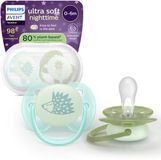 Philips Avent Ultra Soft Nighttime Glow-in-the-dark fopspeen - 0 tot 6 maanden - Blauw/Groen - 2 stuks