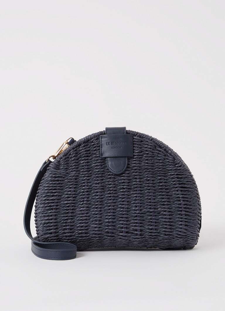 L.K.Bennett L.K.Bennett Lorena clutch van raffia met afneembare schouderriem