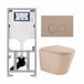 Geberit QeramiQ Dely Toiletset - 36.3x51.7cm - diepspoel - rimless - Geberit UP320 inbouwreservoir - softclose toilet zitting - 35mm - bedieningsplaat taupe - ronde knoppen - mat beige